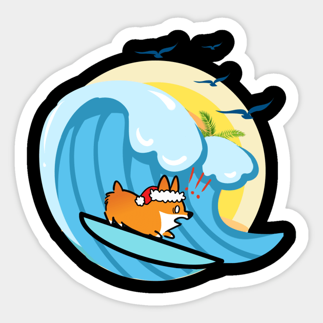 Funny Corgi Surfing- dog Surf Sticker by IN-Style